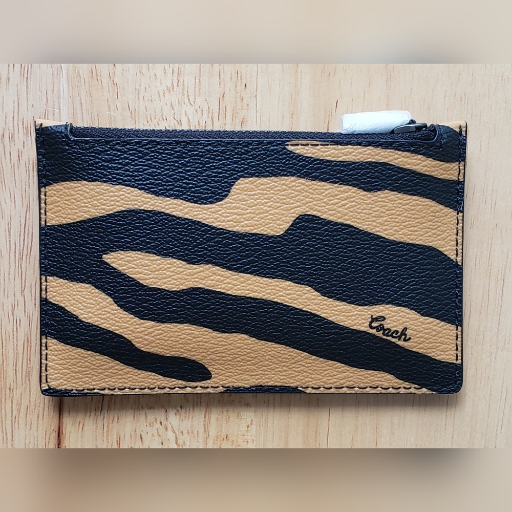 COACH Zip Card Case With Tiger Print